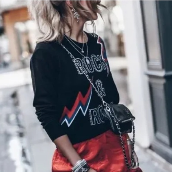 Zadig Voltaire Rock & Roll Studded Extra Fine Merino Wool Sweater Black - Picture 1 of 12